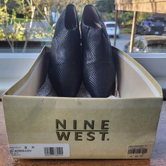NWT Nine West Ankle Boots Western Style Nubuck Leather Size 8 Black - Picture 9 of 11